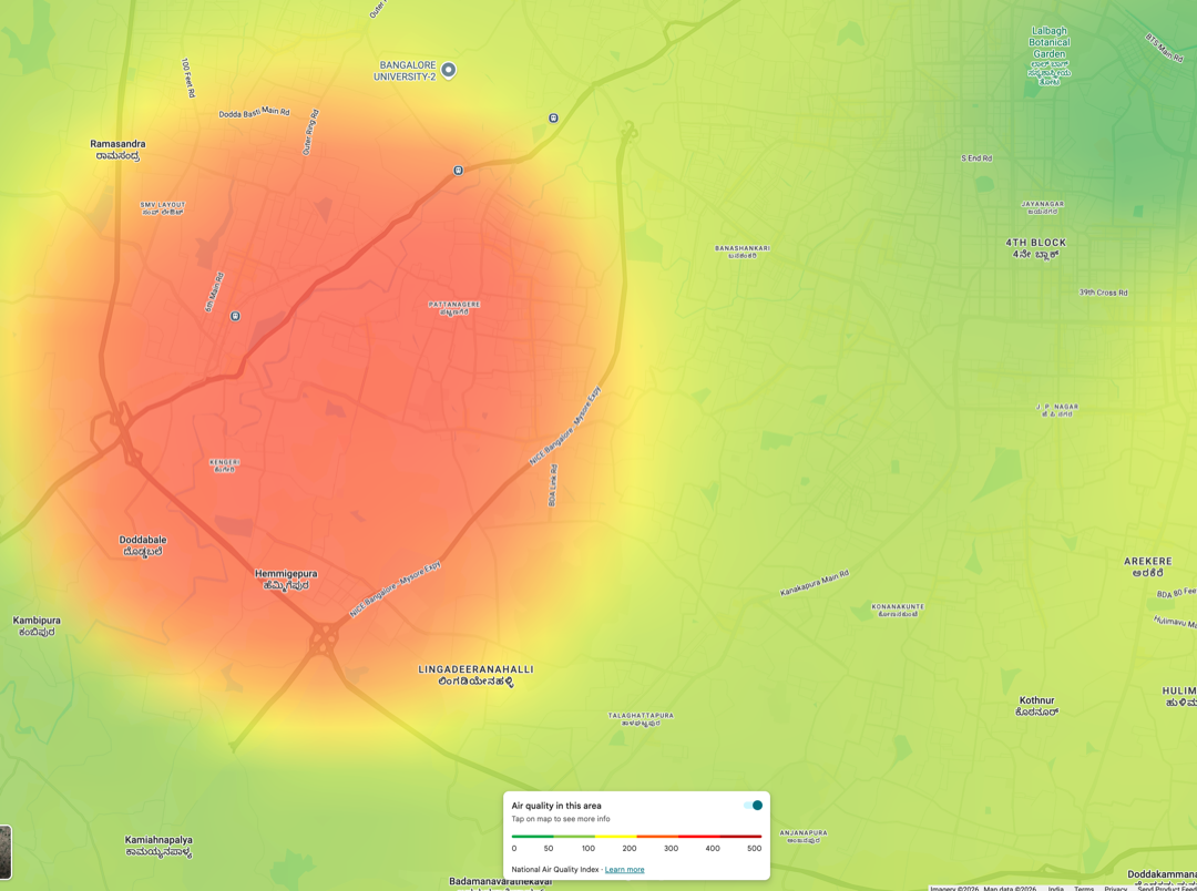 Google Maps AQI Layer detail
